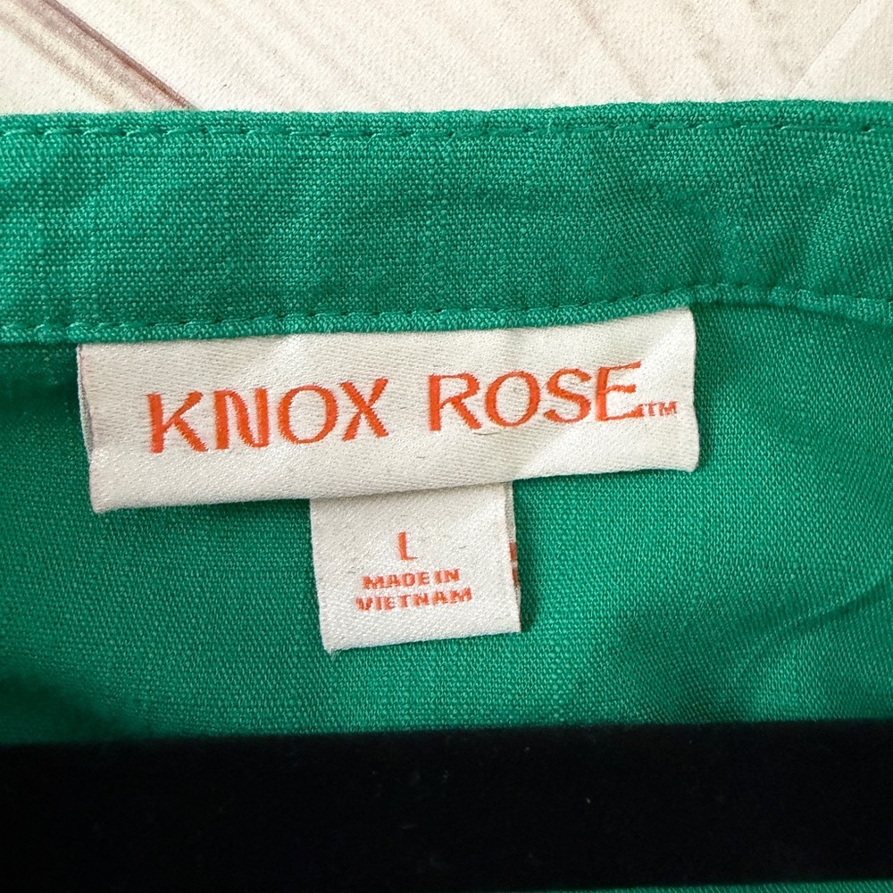 Knox Rose Emerald Green Puff-Sleeve Dress Size Large office Beach Vacation - Picture 3 of 6